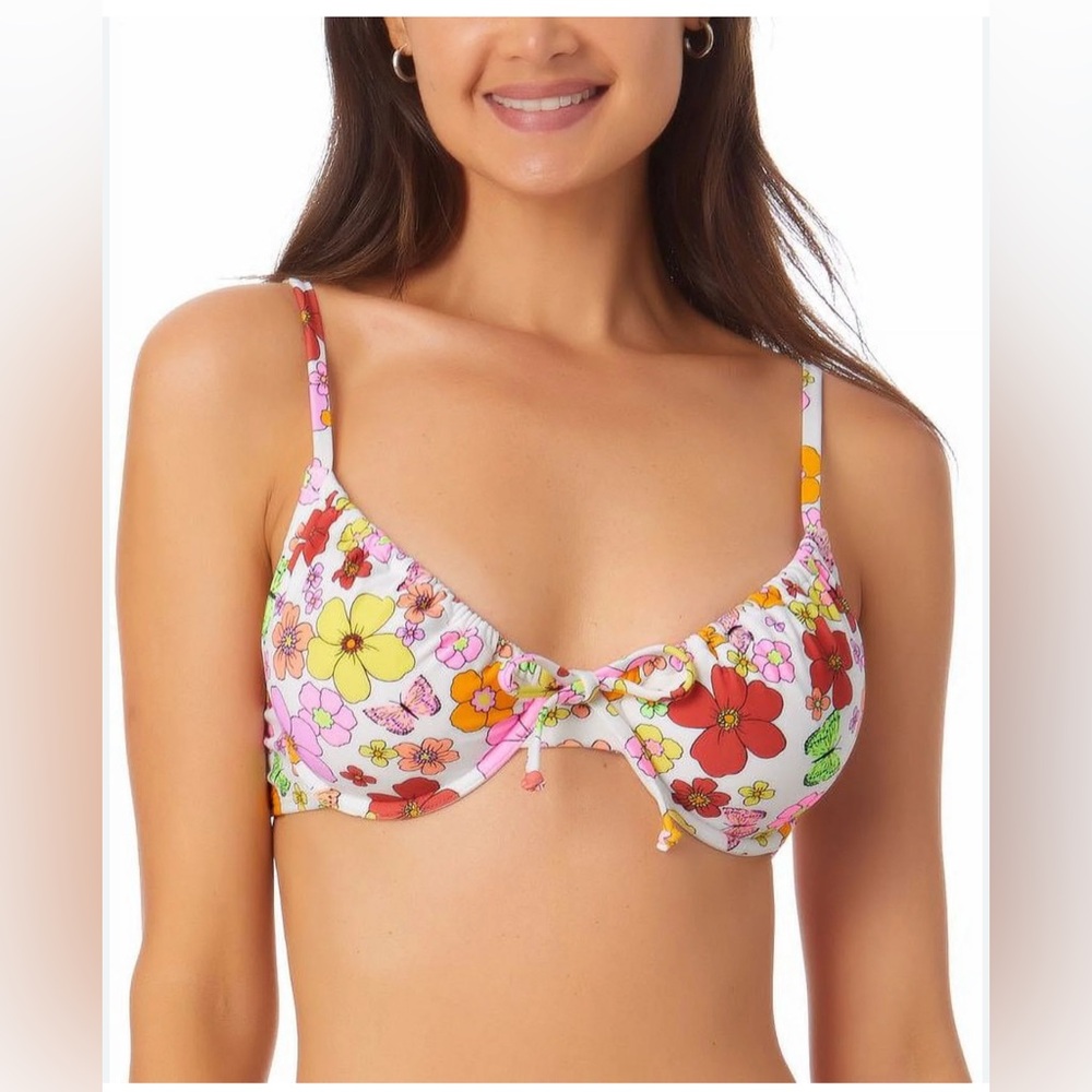 California Waves NWT floral printed underwire bralette bikini top